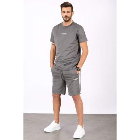 Madmext Men Oversize Smoke Gray Shorts Set 5376 - Füme