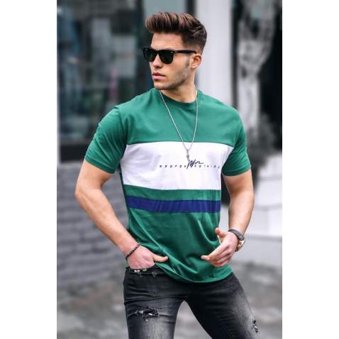 Madmext Men Printed Green T-shirt 5809 - Koyu yeşil