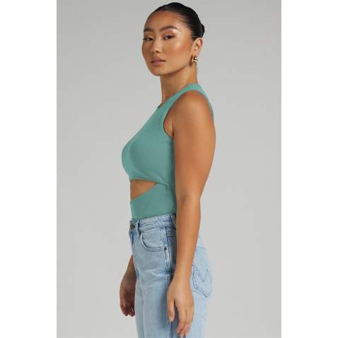 Mad Girls Mint Green Plain Bodysuit MG1448 - Mint yeşili