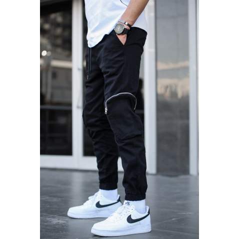 Madmext Men Cargo Black Trousers 5650 - Siyah