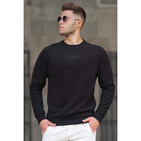 Madmext Men Crewneck Black Sweatshirt 5154 - Siyah