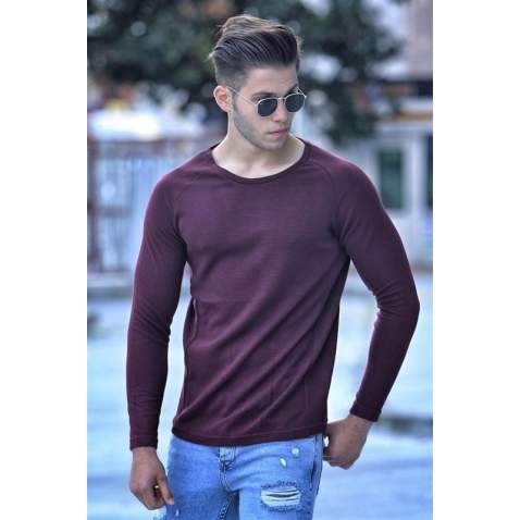 Madmext Claret Red Crewneck Knitwear Jumper 4171 - Bordo