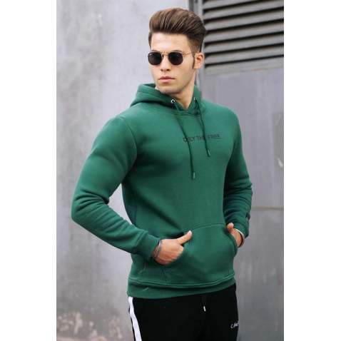 Madmext Green Printed Hoodie 4188 - Yeşil