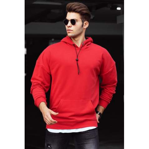 Madmext Basic Red Men Hooded Sweatshirt 4764 - Kırmızı