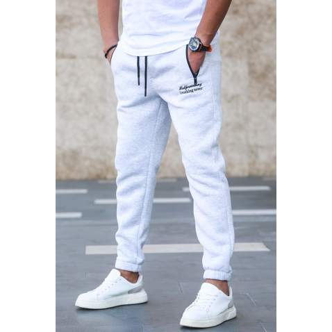 Madmext Light Gray Embroidered Sweatpants For Men 5434 - Karmelanj