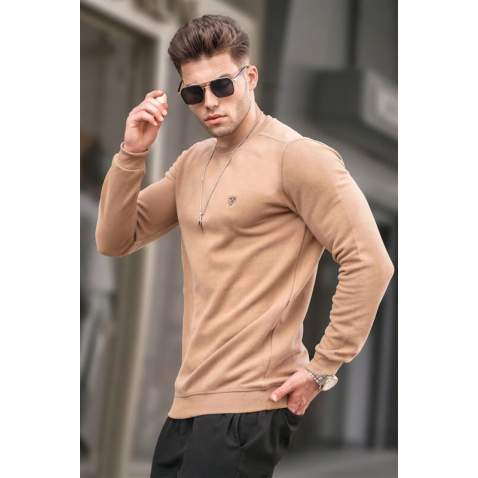 Light Brown Regular Fit Basic Sweatshirt 5799 - Bisküvi