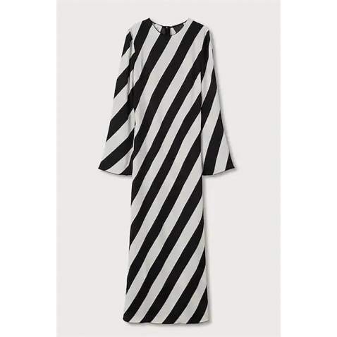 Mad Girls Striped Black Long Dress MG1443 - Siyah