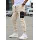 Light Beige Jogger Sweatpants 5475 - Açık bej