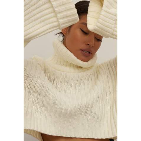 Mad Girls Turtleneck White Sweater MG1402 - Beyaz