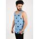 Madmext Men Printed Blue Vest 2303 - Mavi