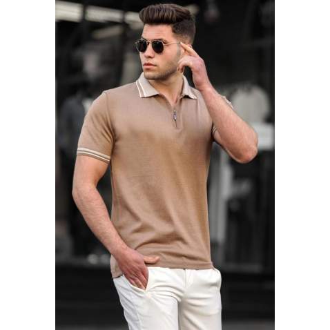 Madmext Men Plain Camel Polo T-shirt 5099 - Camel