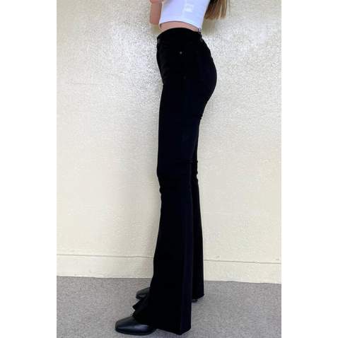 Women Black Bell Bottom Cut Jeans MG1518 - Siyah