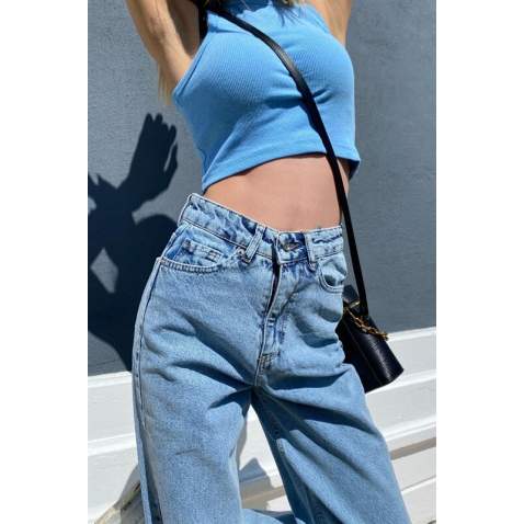 Mad Girls Blue Palazzo Jeans Mg1155 - Mavi