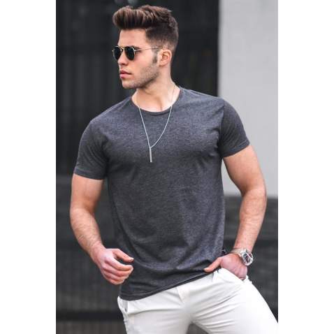 Madmext Men Plain Anthracite T-shirt 3047 - Antrasit