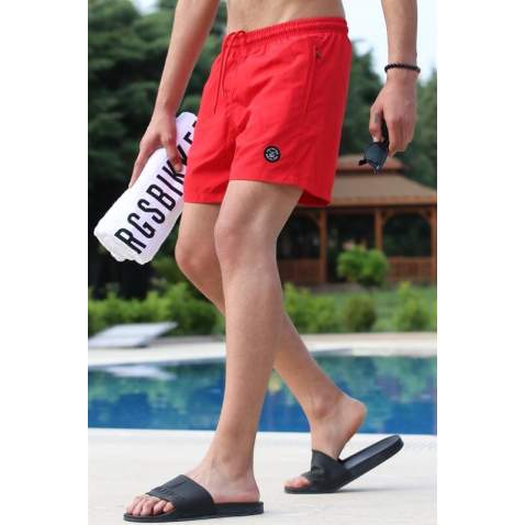 Men Basic Red Swim Shorts - Kırmızı