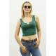 Mad Girls Green Crop Top MG362 - Yeşil