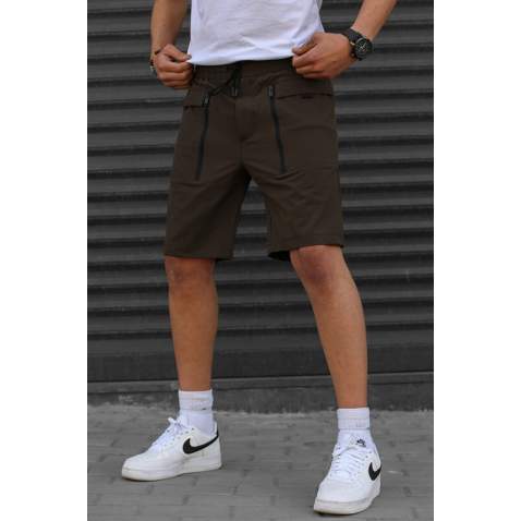 Men Basic Brown Capri Shorts - Kahverengi