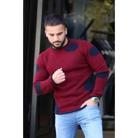 Madmext Men Crewneck Maroon Sweater 2660 - Bordo