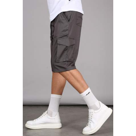 Smoke Gray Capri Shorts with Cargo Pockets 5473 - Füme