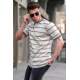 Men Striped Beige Polo T-Shirt 5874 - Bej