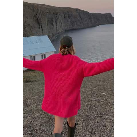 Mad Girls Oversize Fuchsia Sweater MG1297 - Fuşya