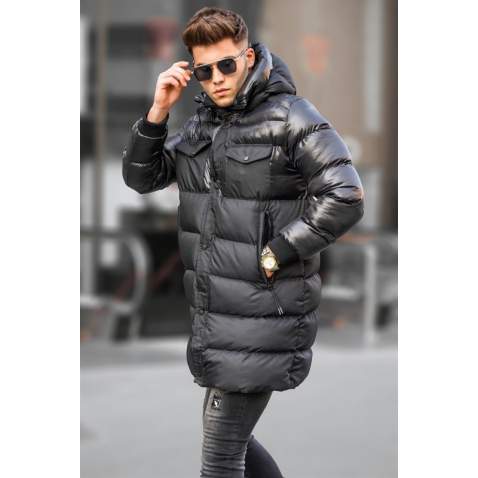 Black Hoodie Puffer Jacket 5742 - Siyah