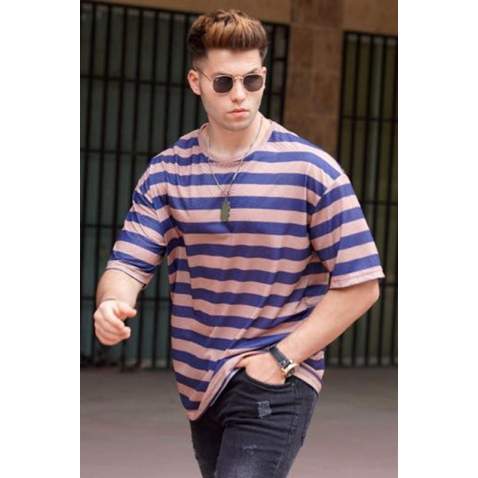 Madmext Men Oversize Navy Blue T-shirt 4995 - Lacivert