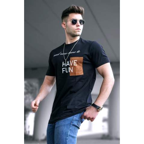 Madmext Men Printed Black T-shirt 5366 - Siyah