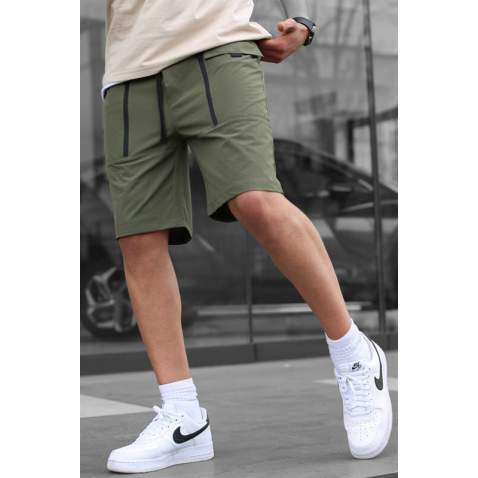 Men Basic Khaki Capri Shorts - Haki