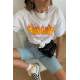 Women Printed Oversize White T-Shirt MG1346 - Beyaz