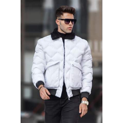 White Puffer Jacket 5739 - Beyaz