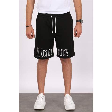 Madmext Men Printed Black Capri Shorts 5439 - Siyah