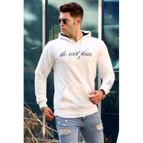 Madmext White Men's Hoodie 4771 - Ekru