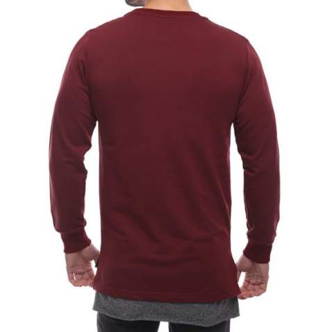 Bordo Düz Sweatshirt - Omuz Delikli 2139 - Bordo