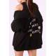 Mad Girls Printed Black Hoodie Sweatshirt MG1195 - Siyah