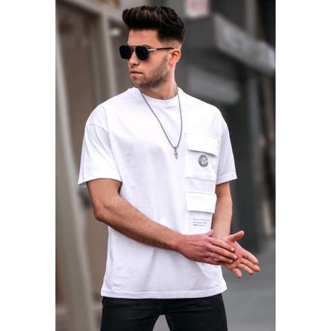 Men Oversize White T-Shirt 5835 - Beyaz