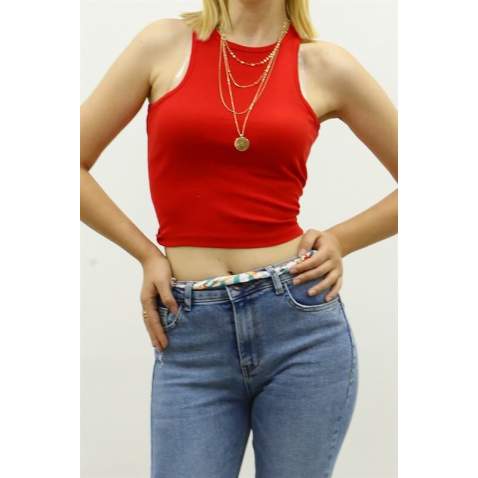 Mad Girls Red Crop Top MG361 - Kırmızı