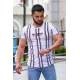 Madmext White Striped T-shir for Men Mad4048 - Beyaz