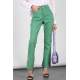 Women Green Side Slit Cuff Jeans - Yeşil