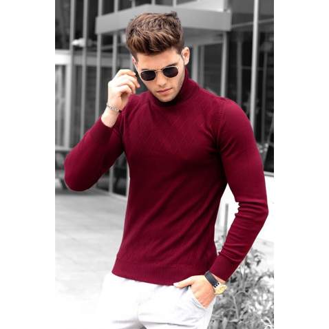 Madmext Maroon Roll Neck 4658 - Bordo