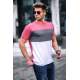 Madmext Men Color Blocked Pink T-shirt 5826 - Pembe