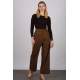 Mad Girls Striped Brown Palazzo Pants MG1332 - Kahverengi