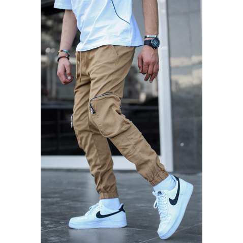 Madmext Men Cargo Tan Brown Trousers 5650 - Taba