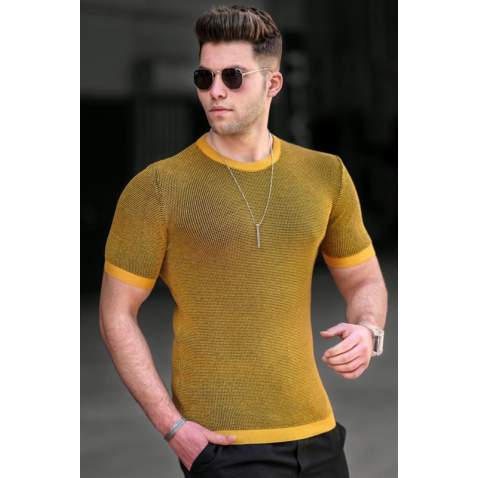 Madmext Men Knitted Mustard T-shirt 5076 - Hardal