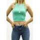 Mad Girls Mint Green Crop Top MG361 - Mint yeşili