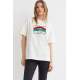 Women Printed Oversize White T-Shirt MG808 - Beyaz