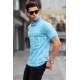 Men Designed Blue Polo T-Shirt 5887 - Mavi