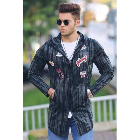 Madmext Men Printed Brown Cardigan 1627 - Kahverengi