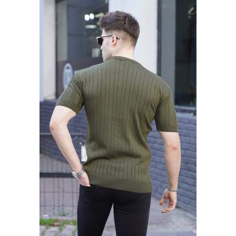 Men Designed Khaki T-Shirt 5686 - Haki