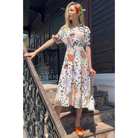 Women Desgined White Long Dress MG1515 - Beyaz